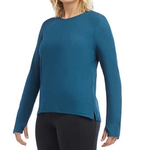 NEW Danskin Ribbed Long Sleeve Top | Teal - Picture 7 of 9